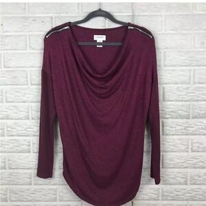 ⭐️ Carmen Marc Valvo Sweater Exposed Zipper Shoulder Cowl Neck LARGE